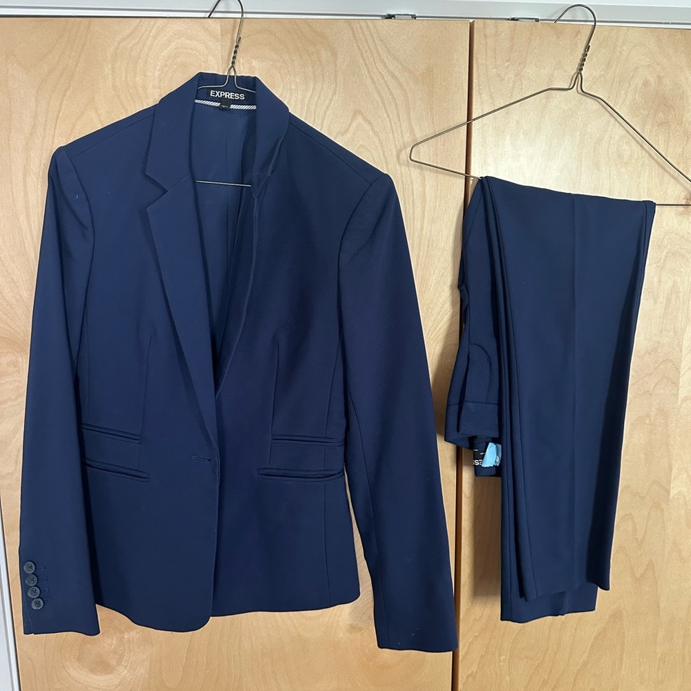 Express Women’s Navy Suit Set (One button blazer + pants)